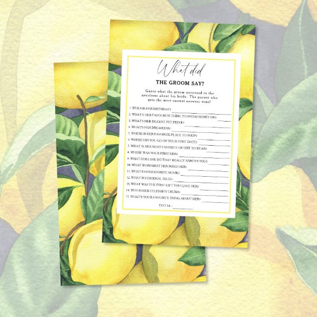 Papier Citrus citron - Qu'est-ce que le marié a dit jeu d (Créateur téléchargé)