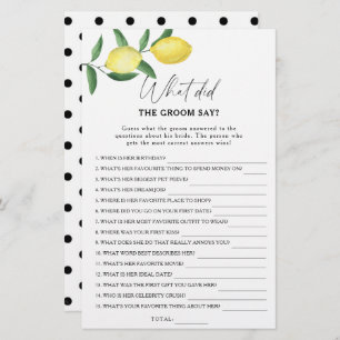 Papier Citrus citron - Qu'est-ce que le marié a dit jeu d