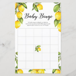Papier Citrus Citrons Baby shower Bingo