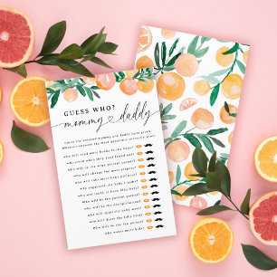 Papier Citrus Devinez qui maman ou papa Baby shower jeu