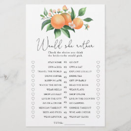 Papier Citrus - Elle préfère le jeu de douche nuptiale