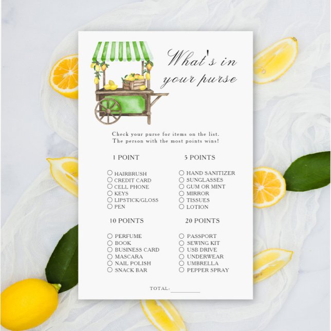 Papier Citrus lemon - What's in your purse game (Créateur téléchargé)