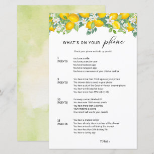 Papier Citrus Lemon What's On Your Phone Bridal Game