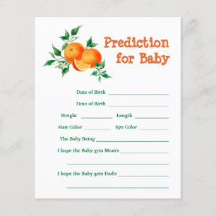 Papier Citrus Little Cutie Baby shower de prédiction Jeu