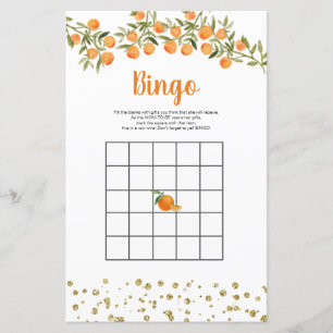 Papier Citrus Orange Aquarelle Jeu de Bingo