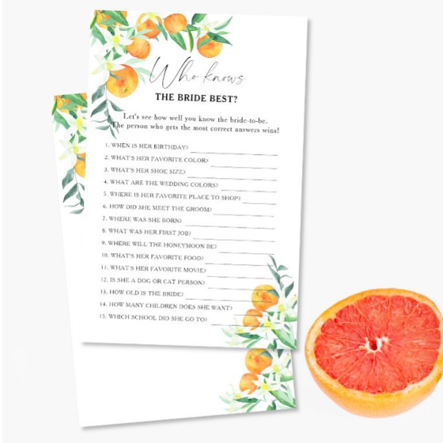 Papier Citrus - Qui connaît la mariée meilleur jeu (Créateur téléchargé)