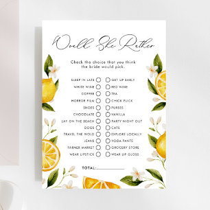 Papier Citrus Voudrait-Elle Plutôt Fête des mariées Jeu