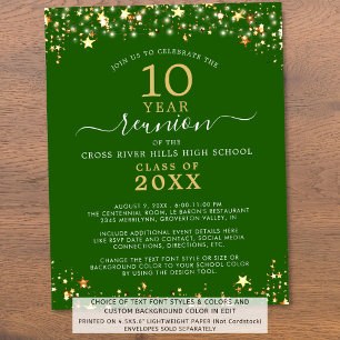 Papier Classe Budget Reunion Green Gold Stars Invitation