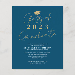 Papier Classe budgétaire de 2023 Blue Gold Graduation Par