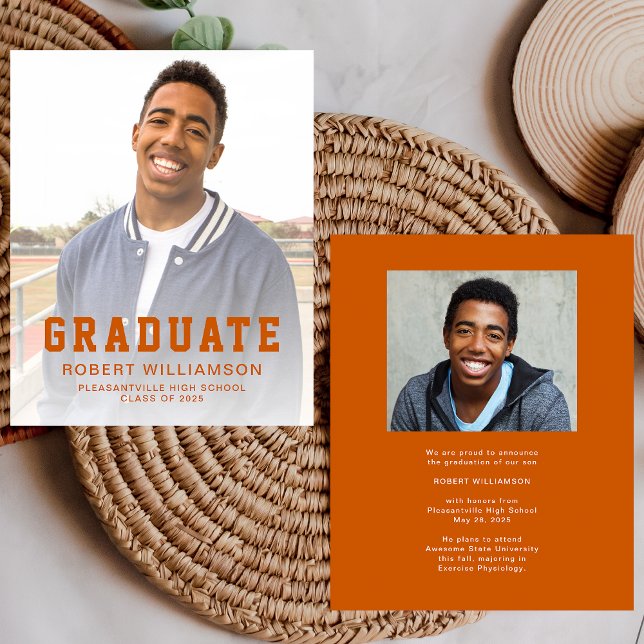 Papier Classe de 2025 Budget 2-Photo Orange Graduation (Créateur téléchargé)
