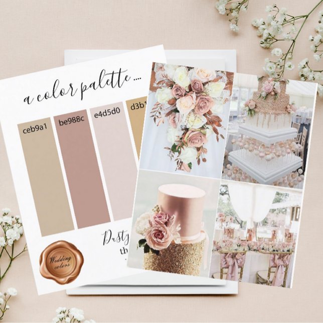 Papier Classé Dusty Rose or couleurs Mariage Palette Card (Créateur téléchargé)