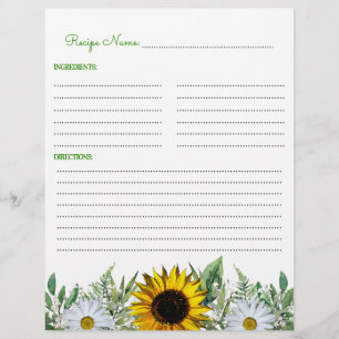 Papier Classeur de recette de tournesol rustique