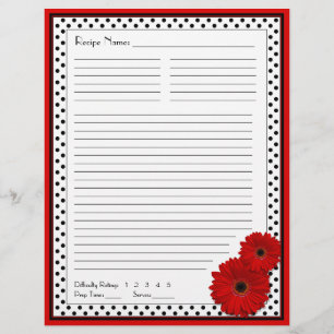 Papier Classeur de recette Gerbera rouge Poka 