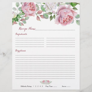 Papier Classeurs floraux rose de Bourgogne -  de recettes