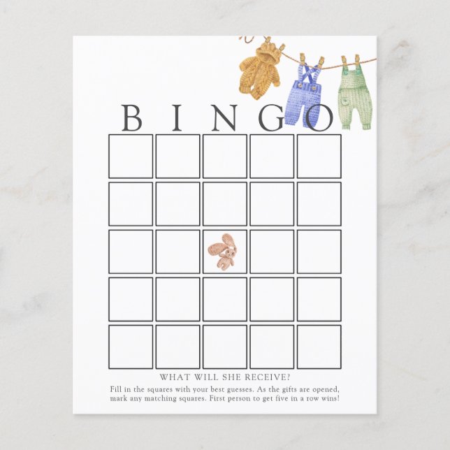 Papier Classic Baby Boy Bingo Game Card (Devant)