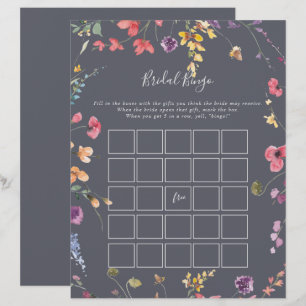 Papier Classic Blue Wild Floral Bridal Jeu de Bingo