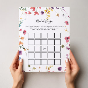 Papier Classic Colorful Wild Floral Bridal Jeu de Bingo