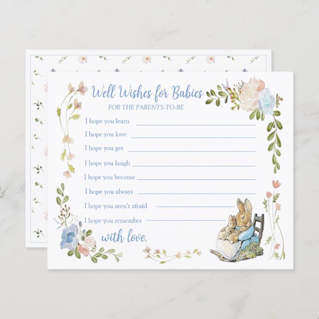 Papier Classic Peter the Rabbit Twin Shower Advice Card (Devant / Derrière)