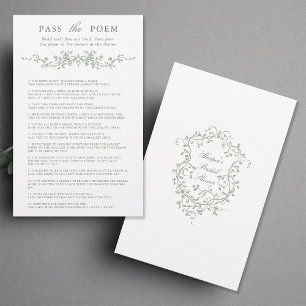 Papier Classy Sage Green Floral 'Passer le poème' Jeu