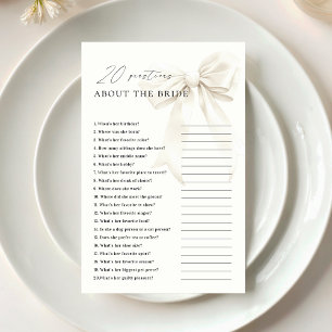 Papier Classy White Bow 20 Questions sur le jeu de mariée