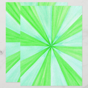 Papier Clavier Motif de rayons Aquarelle Bleu et Vert