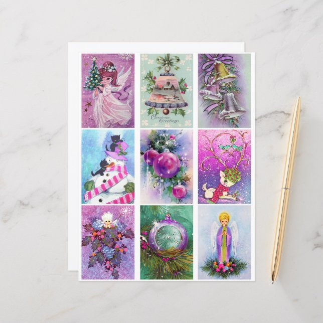 Papier Clipart de Noël violet (Devant/Arrière en situation)