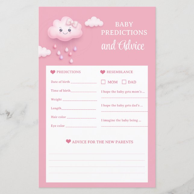 Papier Cloud blanc ciel rose 9 Jeu de prédictions et de c (Devant)