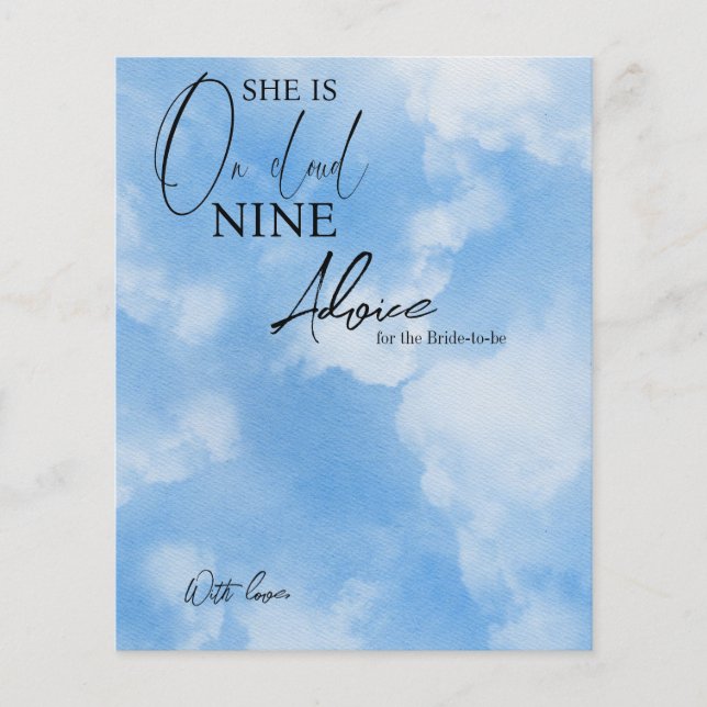 Papier Cloud Neuf Sky Blue Aquarelle Fête des mariées Jeu (Devant)