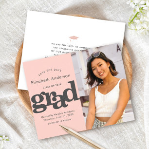 Papier Clush Pink Budget Photo Enregistrer Date Invitatio