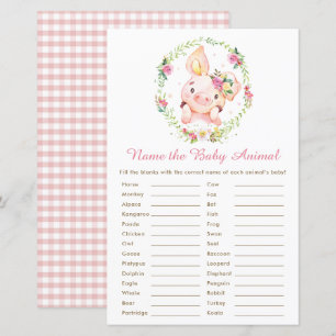 Papier Cochon rose mignon Piglet Nom du jeu animal bébé