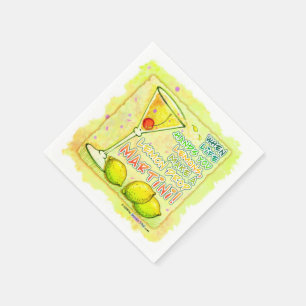 PAPIER COCKTAIL NAPKINS - LEMON DROP MARTINI SERVIETTE