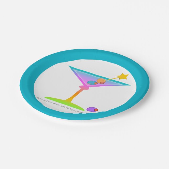 PAPIER COCKTAIL NAPKINS - ROINBOW MARTINI GLASS PAPPTELLER (Schrägansicht)