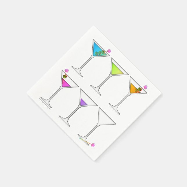PAPIER COCKTAIL NAPKINS - VERSCHWINDENDE MARTINI SERVIETTE (Ecke)