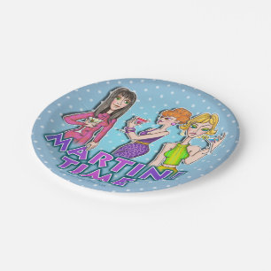 PAPIER-COCKTAIL-PLATTEN - 3 MARTINI-DIVAS-CARTOON PAPPTELLER