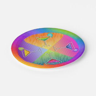 PAPIER-COCKTAIL-PLATTEN - POP-ART-MARGARITA-GLÄSER PAPPTELLER
