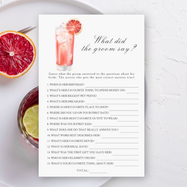 Papier Cocktail - What did the groom say bridal game (Créateur téléchargé)