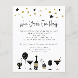 PAPIER   Cocktails Gold Black Silvester Einladung