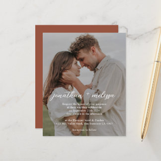 Papier Code QR BUDGET Élégant Mariage Photo Terracotta
