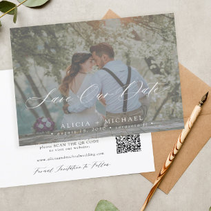 Papier CODE QR budget élégant photo mariage invitation à