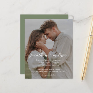 Papier Code QR BUDGET Mariage Élégant Vert Sauge Profond