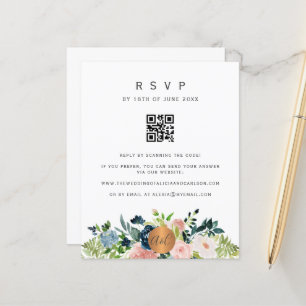 Papier Code QR budgétaire invitation florale élégante RSV