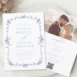 Papier Code QR de mariage victorien français à budget