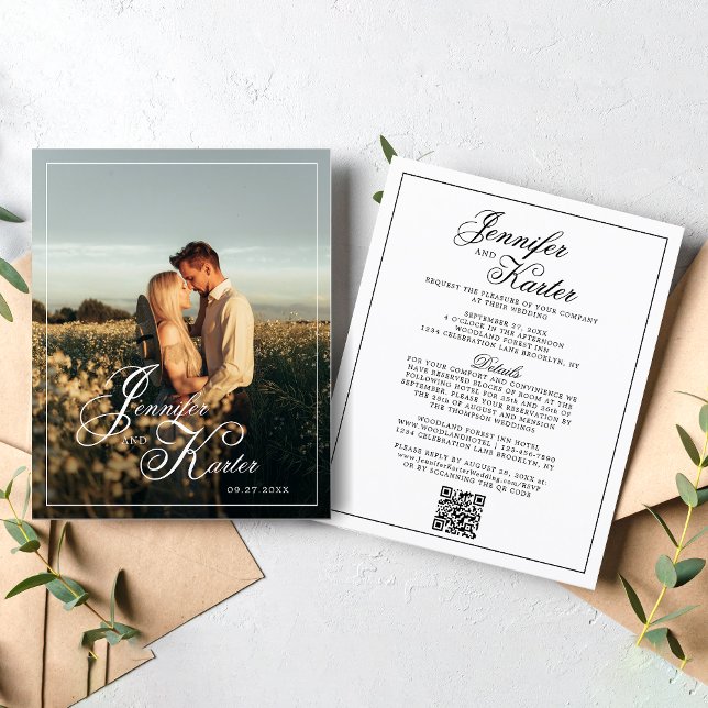 Papier Code QR Élégant BUDGET Tout en un Mariage photo (Créateur téléchargé)