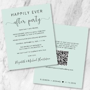 Papier Code QR élégant Mint Mariage Réception Invitation