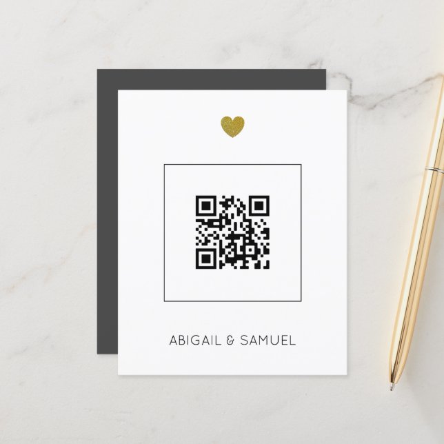 Papier Code QR gris foncé du budget en un seul Mariage (Devant/Arrière en situation)