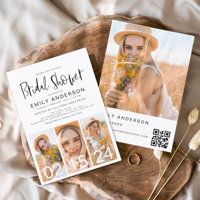 Papier Code QR minimaliste Fête des mariées Photo simple (Créateur téléchargé)