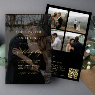 Papier Code QR photo superposition noire budget RSVP mari