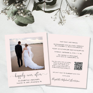Papier Code QR rose Photo Mariage Réception Invitation