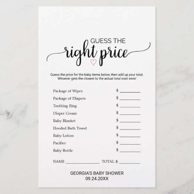 Papier Coeur rose | Calligraphy What's In Your Phone Game (Devant)