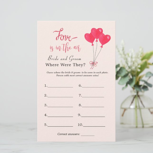 Papier Coeurs "Où étaient-ils" Jeux de douche nuptiale (Debout devant)